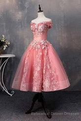 A-line Off-Shoulder Short Semi Formal Prom Dresses Appliques Sweet 16 Gown